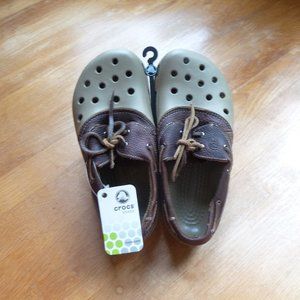 RARE NWT Islander Crocs - Khaki/Chocolate - Sz 8!